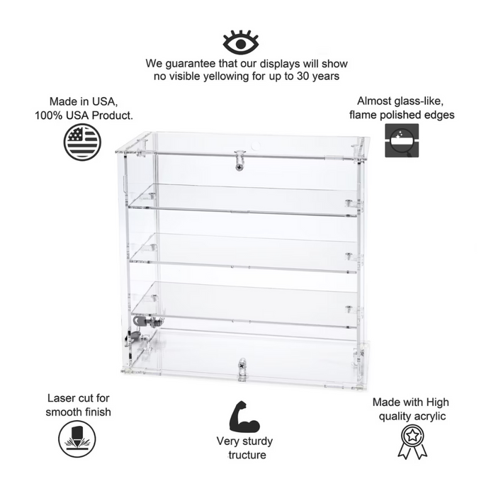 Acrylic Display Case with Shelves and locking door