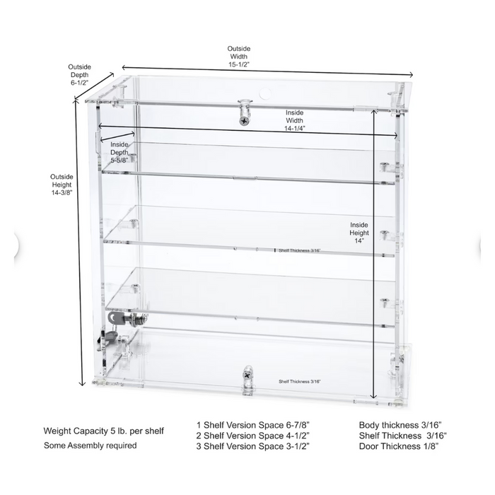 Acrylic Display Case with Shelves and locking door