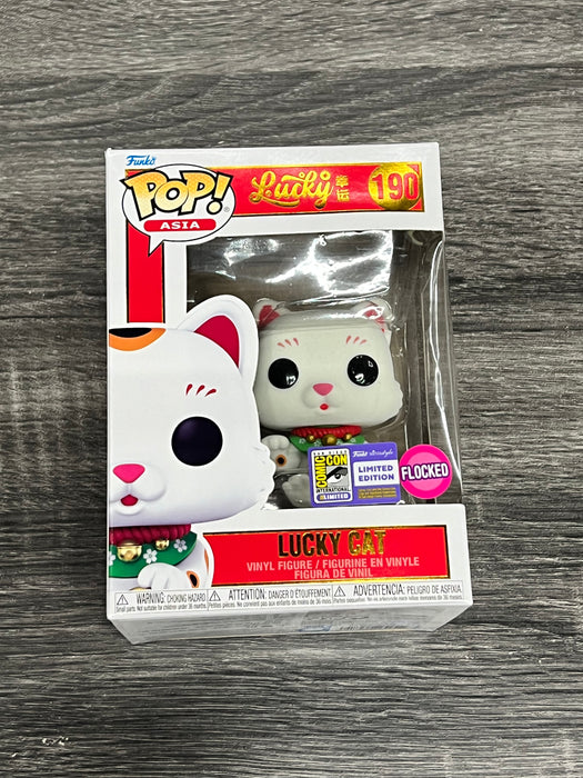 Lucky Cat #190 2023 San Diego Comic Con Limited Edition Flocked Funko Pop! Asia Lucky Cat