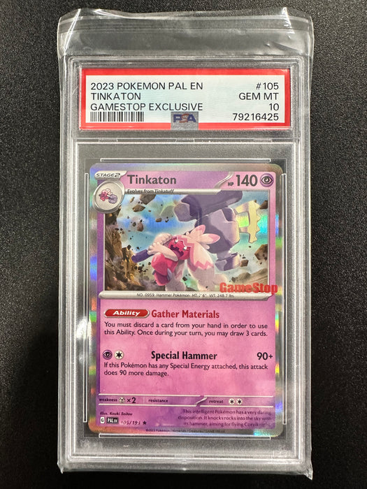 Tinkaton 105/193 2023 Pokemon Pal En Gamestop Exclusive Pokemon Card PSA Mint 10