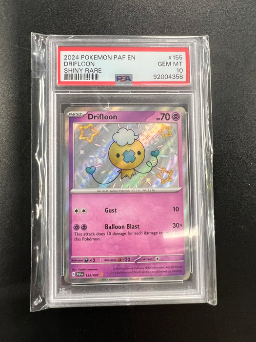 Drifloon PAF EN 155/091 Shiny Rare Pokemon Card PSA Mint 10