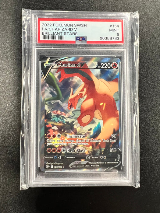 Charizard V 154/172 Brilliant Stars Pokemon Card PSA Mint 9