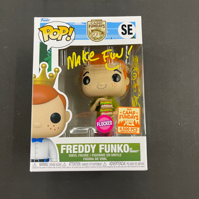 ***Signed***Freddy Funko As Shaggy Flocked #SE Funko Pop! 2023 Camp FunDays 4500PCS Limited Edition