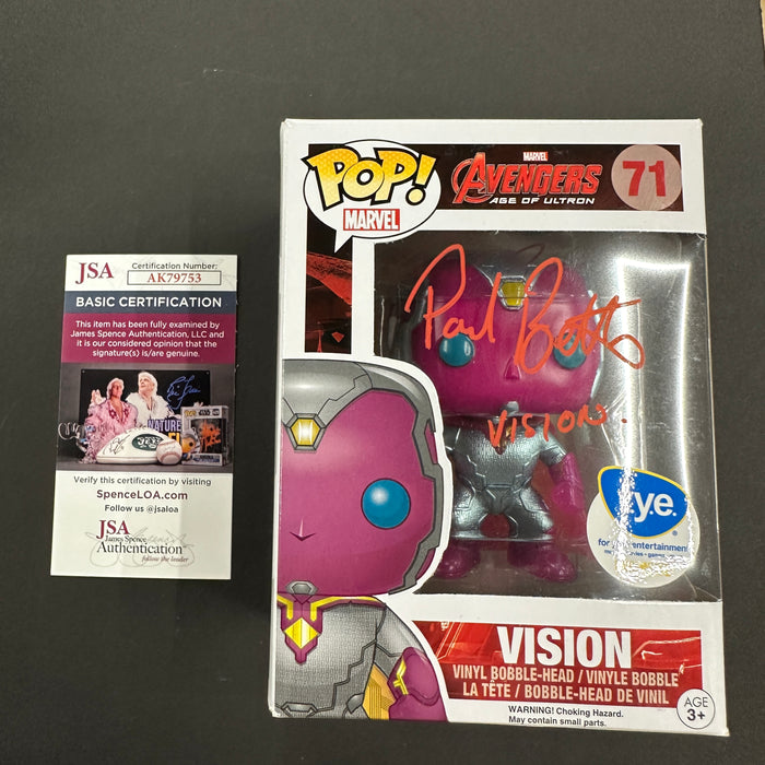 ****SIGNED**** by PAUL BETTANY Vision #71 FYE Exclusive Funko Pop! Marvel Studios Avengers Age of Ultron