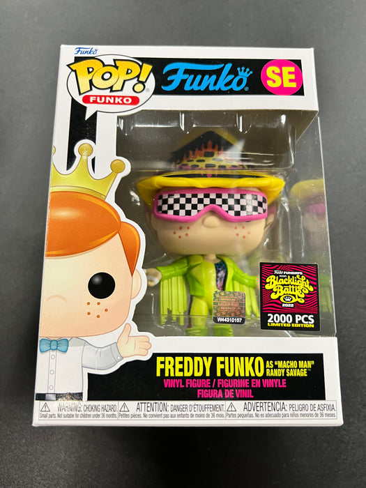 Freddy Funko as "Macho Man" Randy Savage #SE 2022 Blacklight Battle Limited Edition (2000 pcs) Funko Pop! Funko