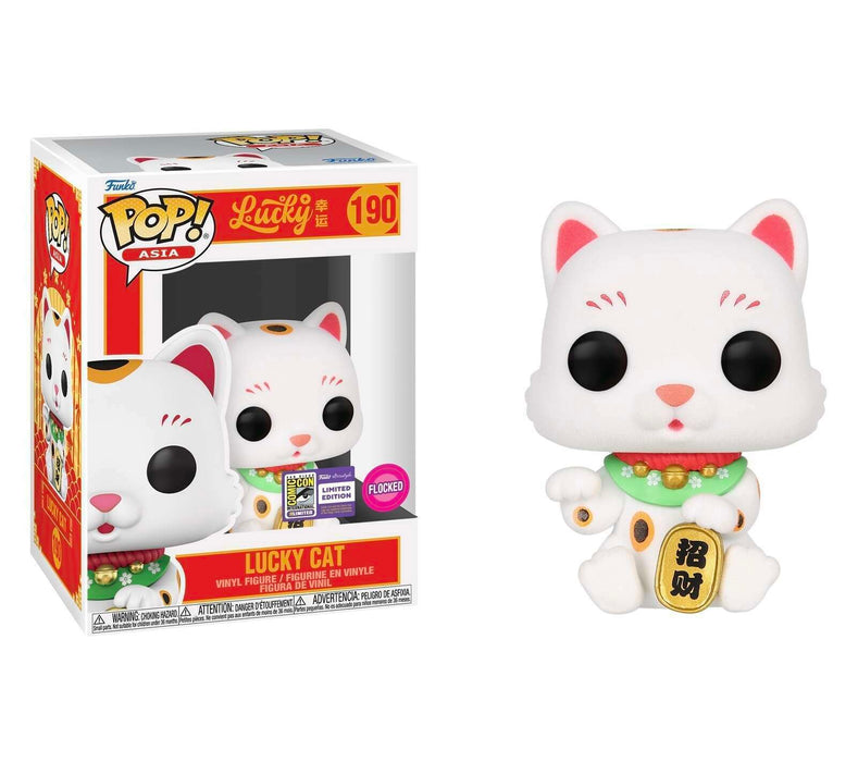 Lucky Cat #190 2023 San Diego Comic Con Limited Edition Flocked Funko Pop! Asia Lucky Cat