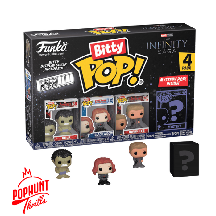 THE INFINITY SAGA Series 2 (4-Pack) ( Hulk, Black Widow, Hawkeye, Mystery) Funko Pop! Bitty Marvel