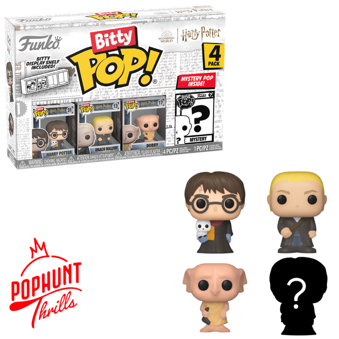 Funko Pop! Bitty Pop: Harry Potter - Harry Potter, Draco Malfoy, Dobby and  a Mystery Bitty Pop! 4-Pack