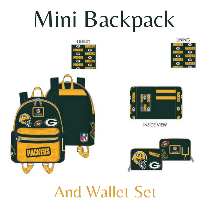 Loungefly NFL Green Bay Packers Patches Mini Backpack & Wallet