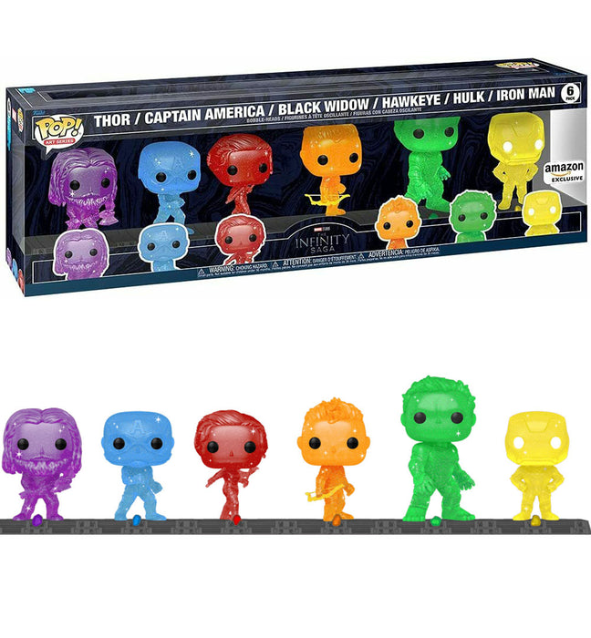 Thor, Captain America, Black Widow, Hawkeye, Hulk, Iron Man 6-Pack Amazon Exclusive Funko Pop! Art Series Marvel The Infinity Saga