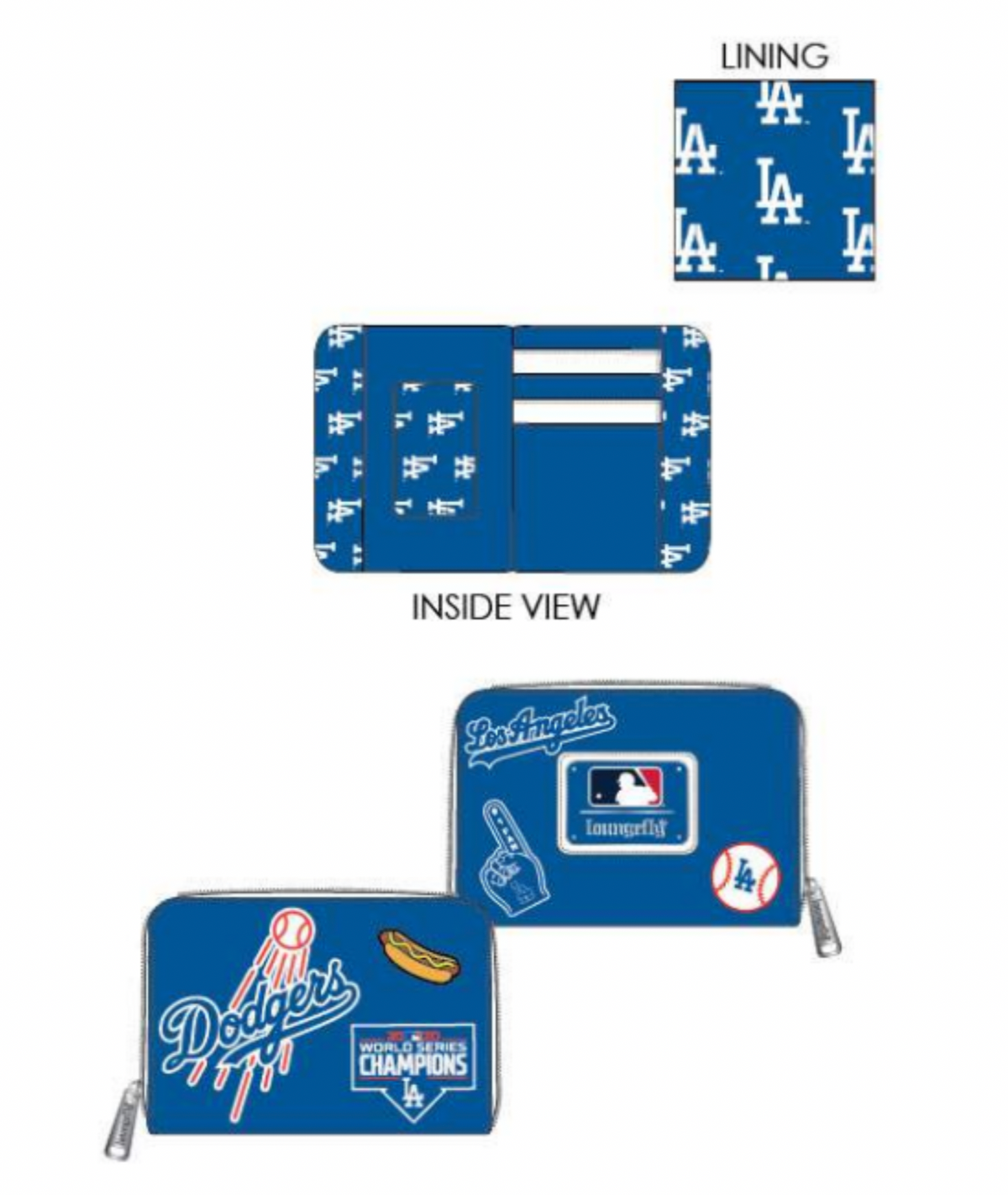 MLB LA Angels Patches Zip Around Wallet