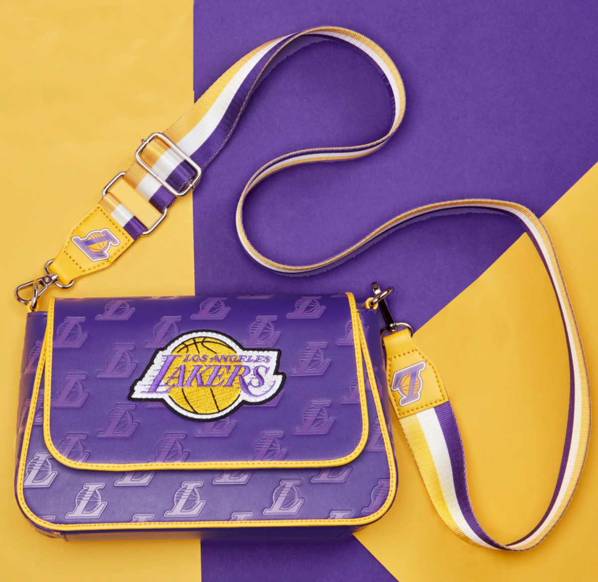 Buy NBA Los Angeles Lakers Patch Icons Crossbody Bag at Loungefly.