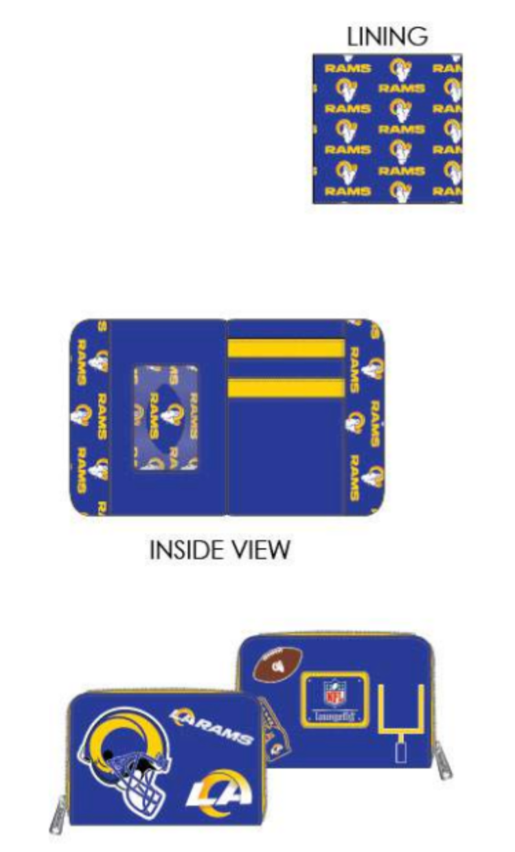 Loungefly NFL LA Rams Patches Zip Around Wallet - Pre-Order